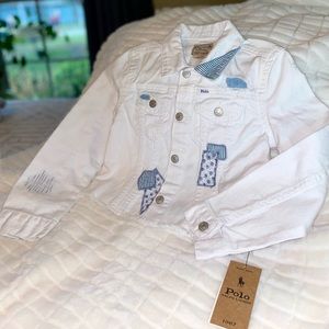 Polo Ralph Lauren denim jacket. Size 6X girls. White jacket- blue stitching